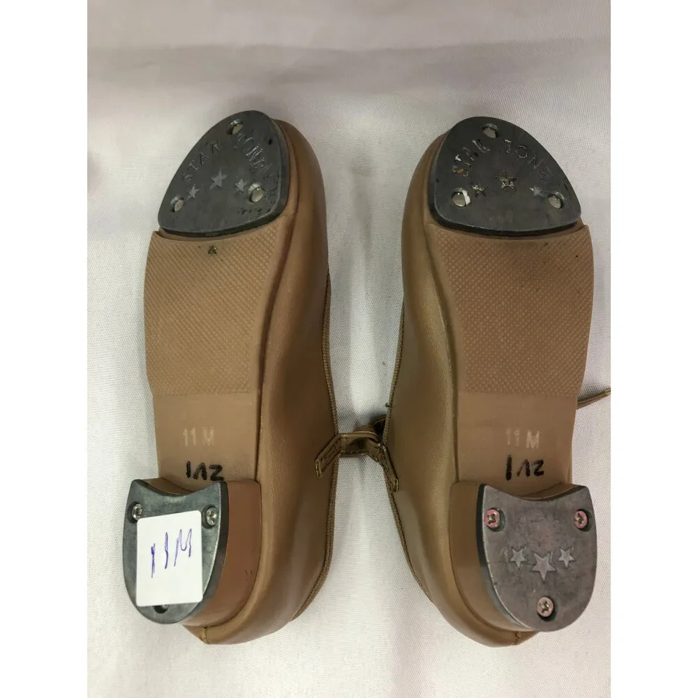Pre-Owned Dance Tap Shoes Dancing Fair 11M Child Mary Jane Leather Buckle